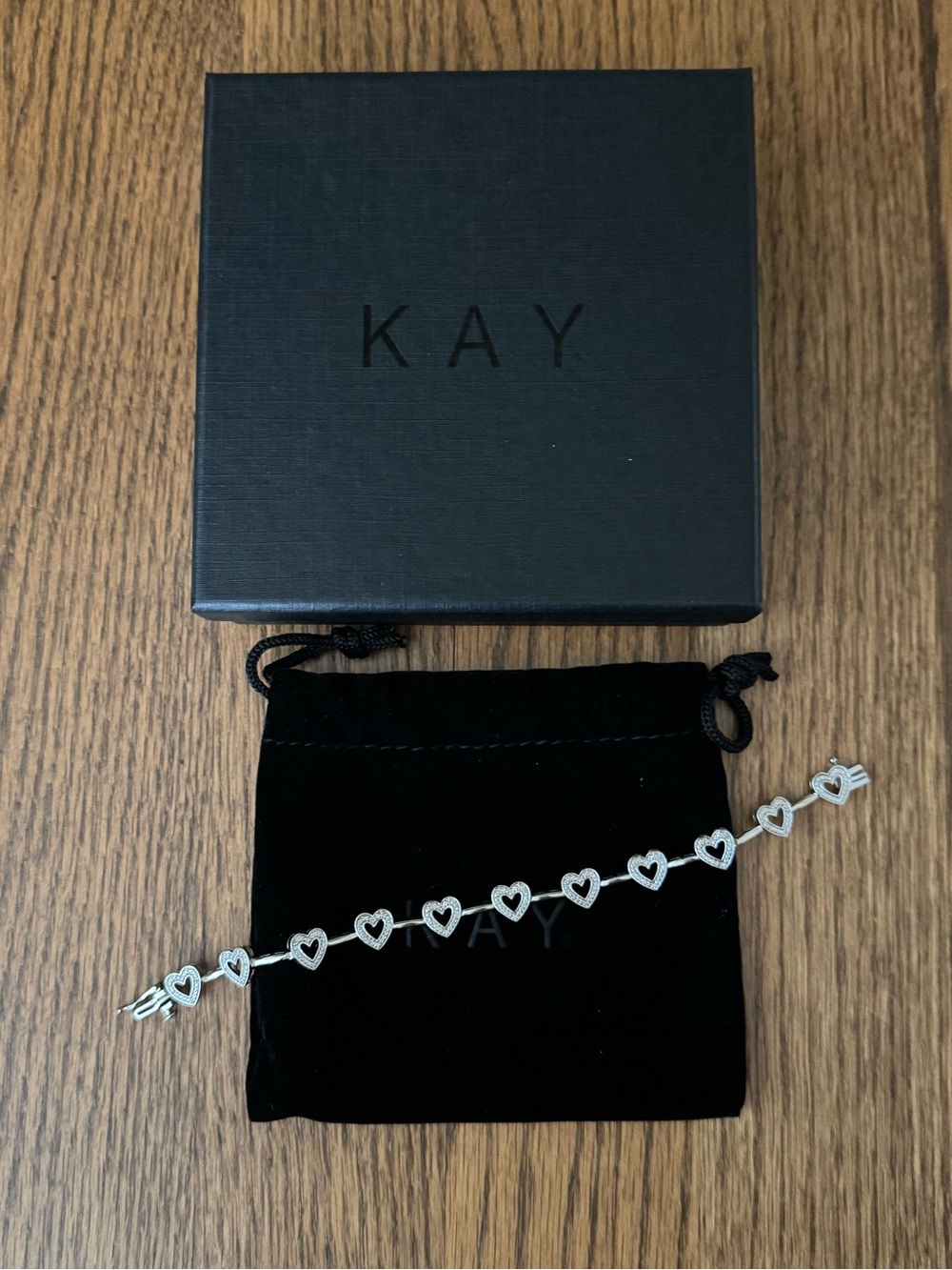 Kay Jewelers Silver Heart Link Bracelet